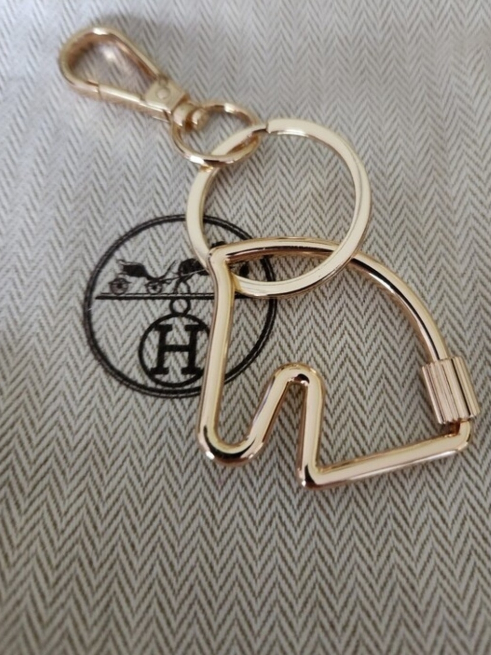 Hermes Goldtone Horse Keyring Or Purse Charm
